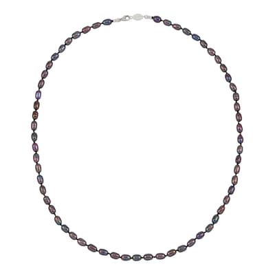 Silver Oval Peacock Pearl Necklace