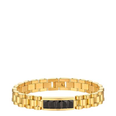 18K Gold Presidential Link Black Quartz Bracelet