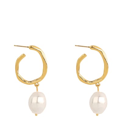18K Gold Pearl Drop Earrings