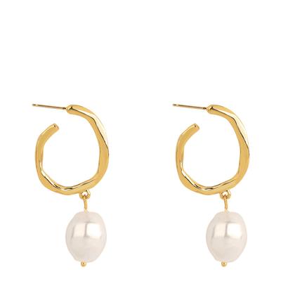 18K Gold Pearl Drop Earrings