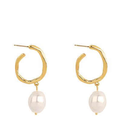 18K Gold Pearl Drop Earrings