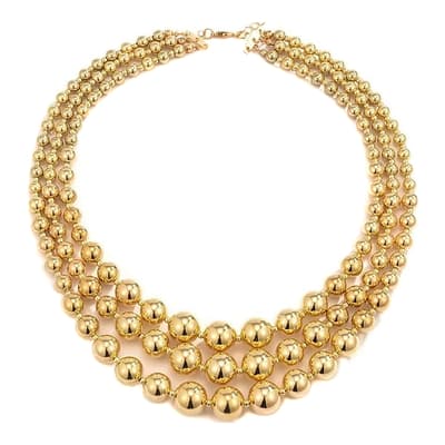 18K Gold Polished Multi Strand Bold Necklace