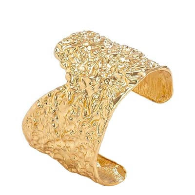 18K Gold Assymetrical Hammer Cuff Bangle