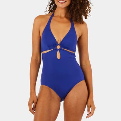 Flower Cut-Out Halter One-Piece Swimsuit