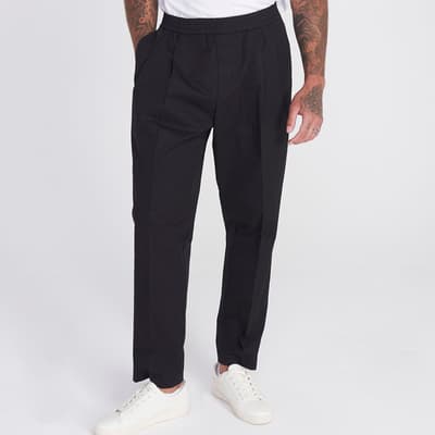 Black Rome Pleated Cotton Trousers