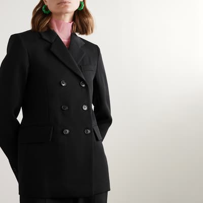 Black Double Breasted Wool Jacket