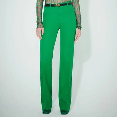 Green 90S Straight Leg Wool Trousers