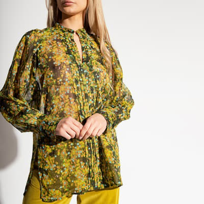 Multi Pleated Floral Blouse