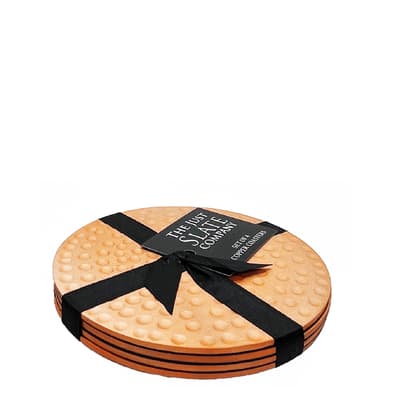 Set of 4 Flat Hammered Coasters - Copper