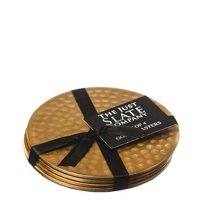 Set of 4 Flat Hammered Coasters - Gold