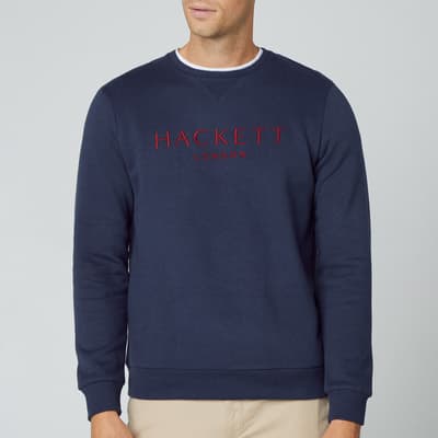 Navy Branded Cotton Blend Sweatshirt