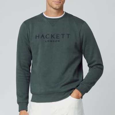 Khaki Branded Cotton Blend Sweatshirt