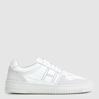 White Leather Low Top Trainers