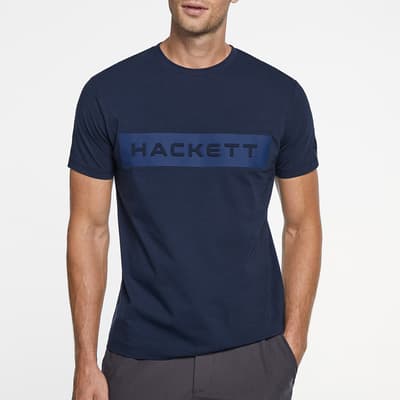 Navy Crew Neck Branded Cotton T-Shirt