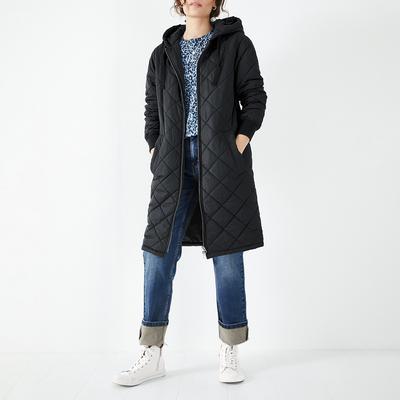 Black Delta Quilted Parka Coat