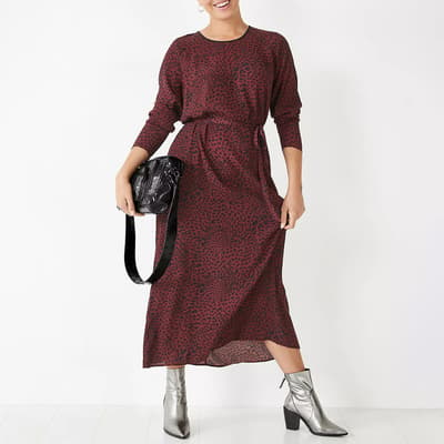 Burgundy Roxy Printed Midi Dress