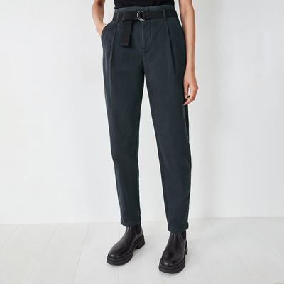 Black Sadie Pleated Waist Cotton Trousers