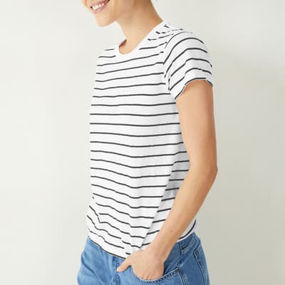 White/Black Slim Striped Cotton T-Shirt