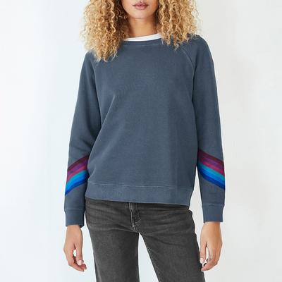 Navy Nahla Cotton Rainbow Stripe Jumper