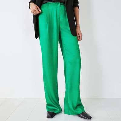 Green Cecilly Satin Trousers