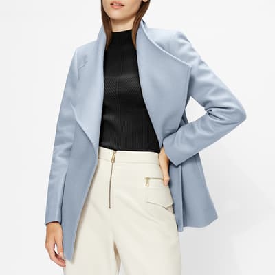 Light Blue Rytaa Short Cashmere Blend Wrap Coat