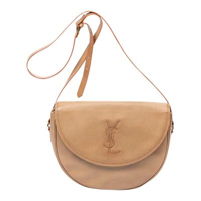 Beige aint Laurent Half Moon Flap Crossbody