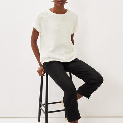 Ivory Lisa Short Sleeve Tape Knit Top