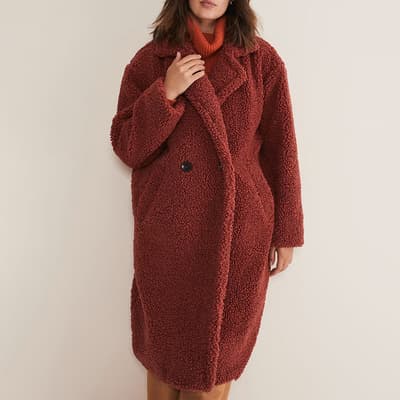 Red Libbie Longline Teddy Coat