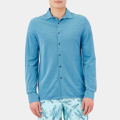 Blue Cotton Long Sleeve Shirt