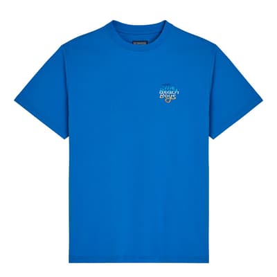 Blue Gradient Embroidered Logo T-Shirt 