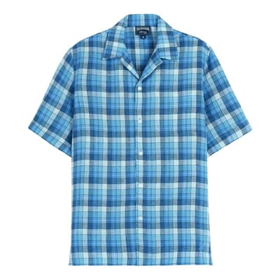 Navy/Blue Check Bowling Shirt 