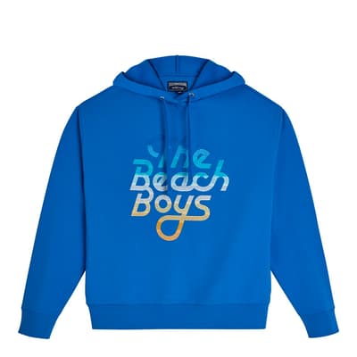 Blue Shorty Gradient Embroidered Logo Hoodie