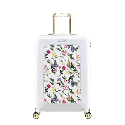 White Take Flight Scattered Bouquet Medium 4 Wheel Suitcase