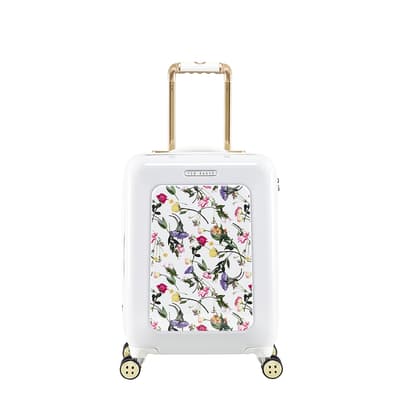 White Take Flight Scattered Bouquet Small 4 Wheel Suitcase