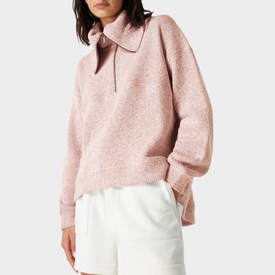 Pink Restful Boucle Half Zip Sweatshirt