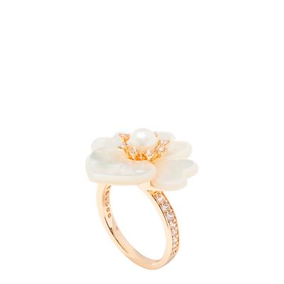Gold White Multi Precious Pansy Ring 