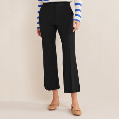 Black Bi-Stretch Crop Flare Trousers