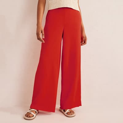 Red Fluid Wide Trousers