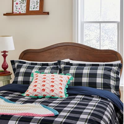 Daylesford Check Double Duvet Cover Set, French Navy