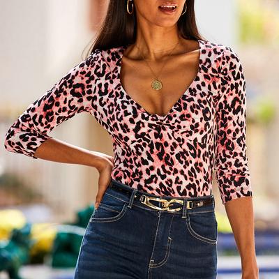Pink Animal Print Twist Front Top