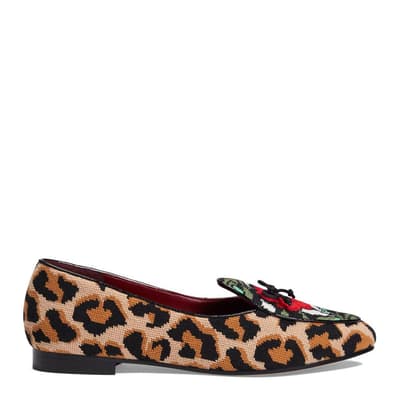 Leopard Print Devi Needlepoint Lovely Flat Shoes
