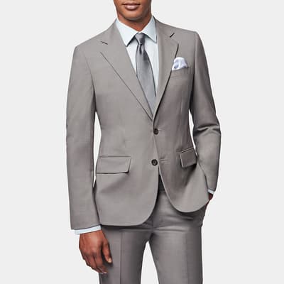 Grey Classic Notched Lapel Suit Jacket