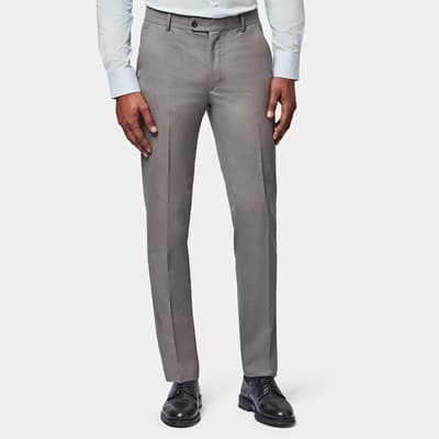 Grey Classic Plain Front Trousers