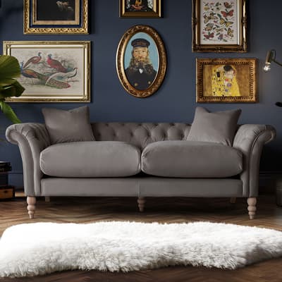 The Mayfair Large Sofa, Velvet Mushroom