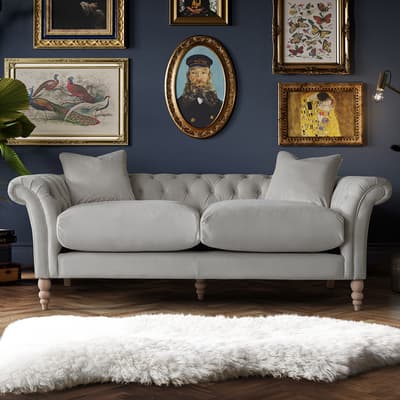 The Mayfair Large Sofa, Velvet Chalk