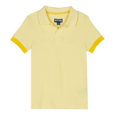 Yellow Cotton V-Neck Polo Shirt