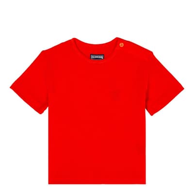 Red Cotton Blend T-Shirt