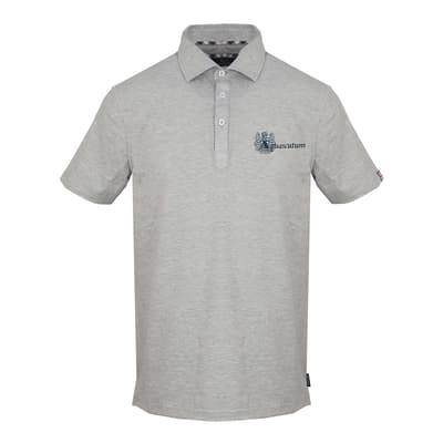 Grey Small Script Logo Cotton Polo Shirt