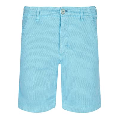 Blue Cotton Printed Shorts