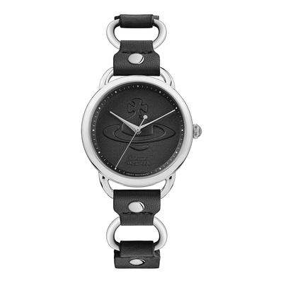 Carnaby Ladies Quartz Watch with Black Dial And Black Leather Strap